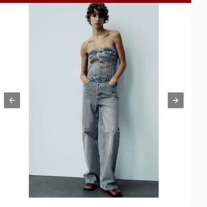 ZARA STRAPLESS DENIM JUMPSUIT SIZE LARGE EDGY JEANS ROMPER
New with tags *